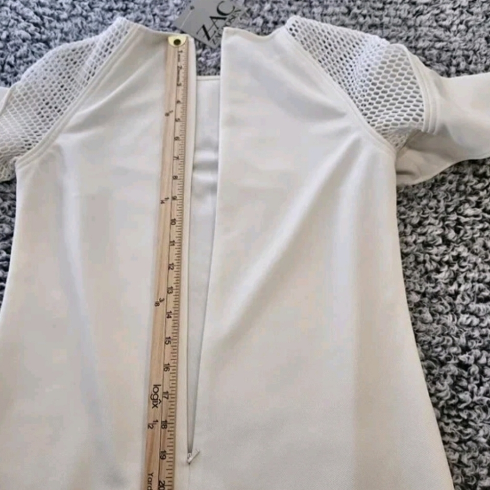 Zac Posen Off White Mini Dress US 2 XS Short Sleeve Graduation Prom Bachelorette - Picture 14 of 15